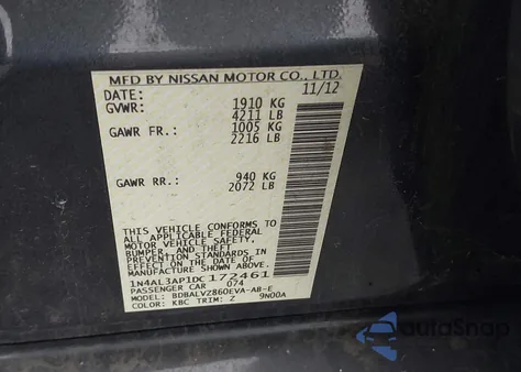 2013 Nissan Altima 2.5 Sl from USA, damaged, VIN 1N4AL3AP1DC172461